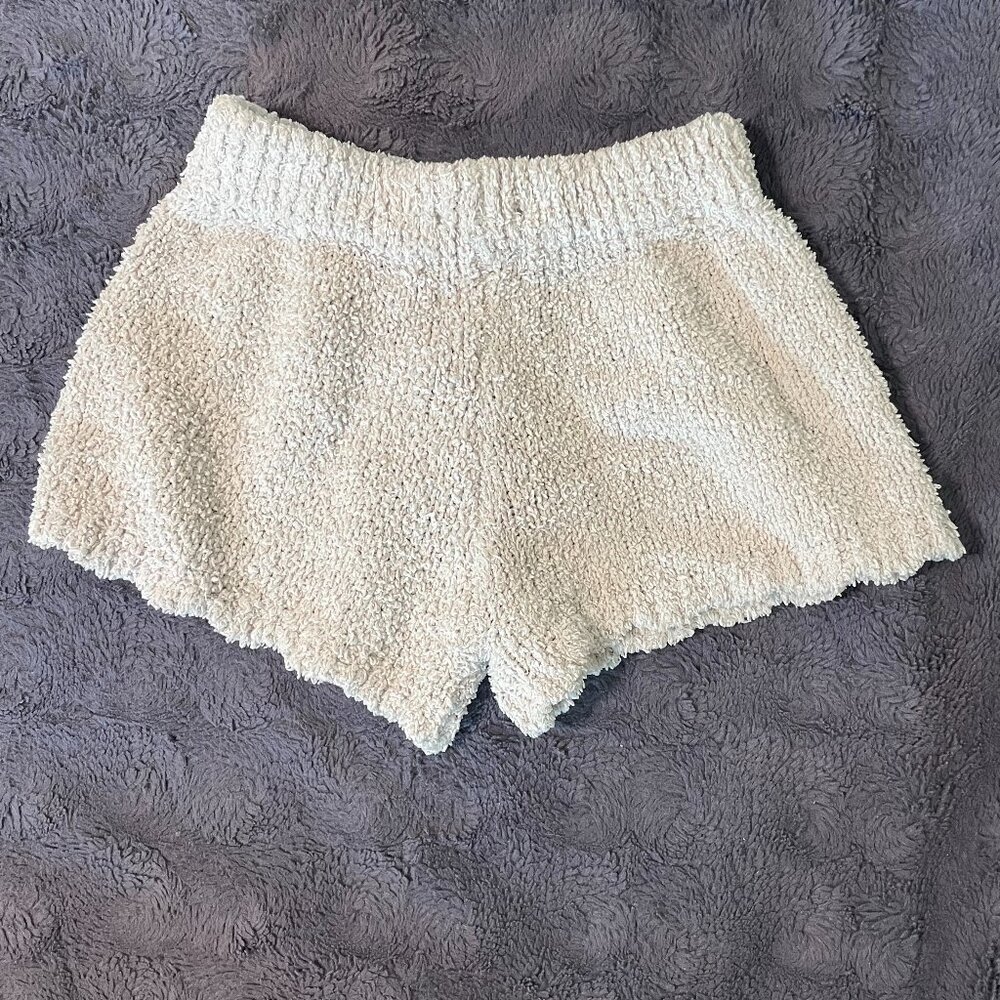 POL Super soft and warm cream ivory white fluffy shorts